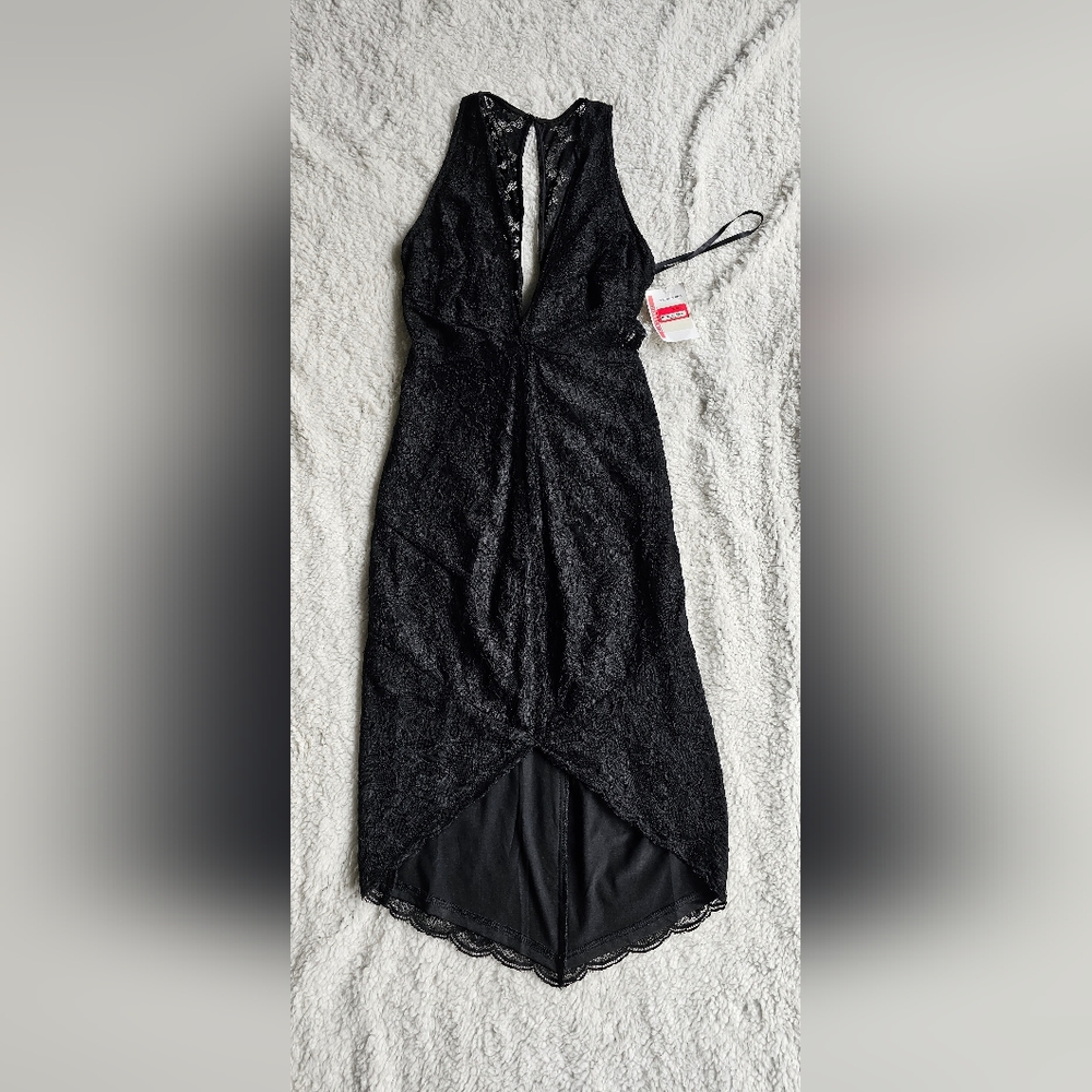 Wow Couture World of Women Black, lace, High/low halter dress. Never worn w/tags